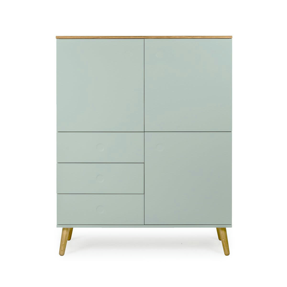 ZINO - Buffet haut 3 portes 3 tiroirs style scandinave vert