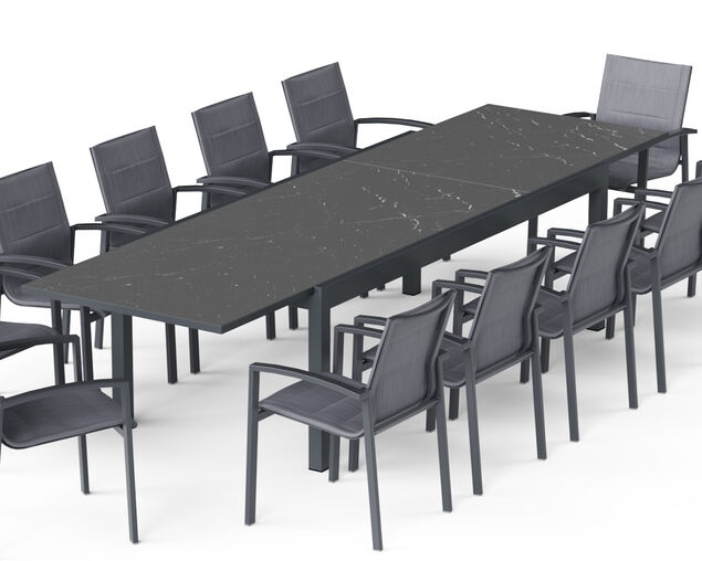 Boston-Sinta 13-Piece Extension Dining Setting - Gunmetal Grey