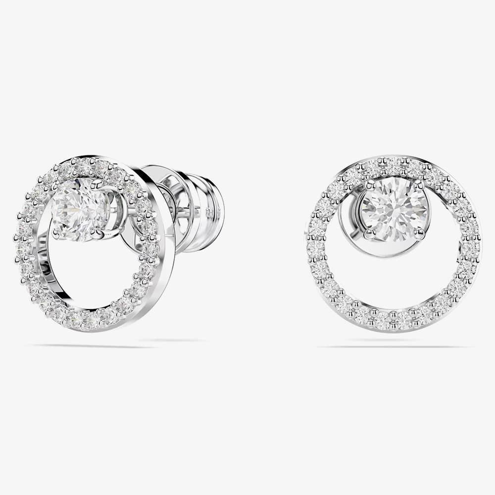 Swarovski Constella Rhodium Tone Plated Circle Stud Earrings 5692262