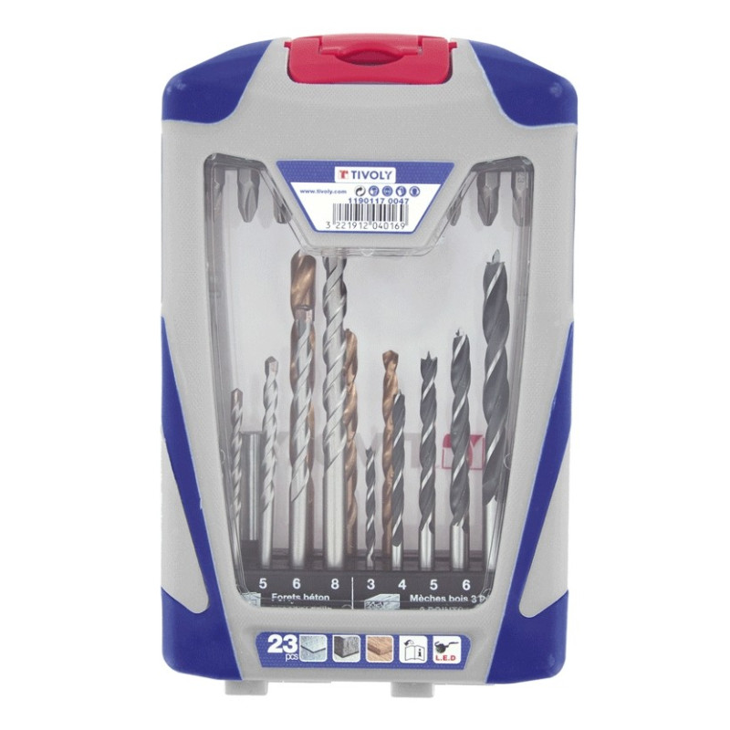Coffret mixte de forets 23 pièces