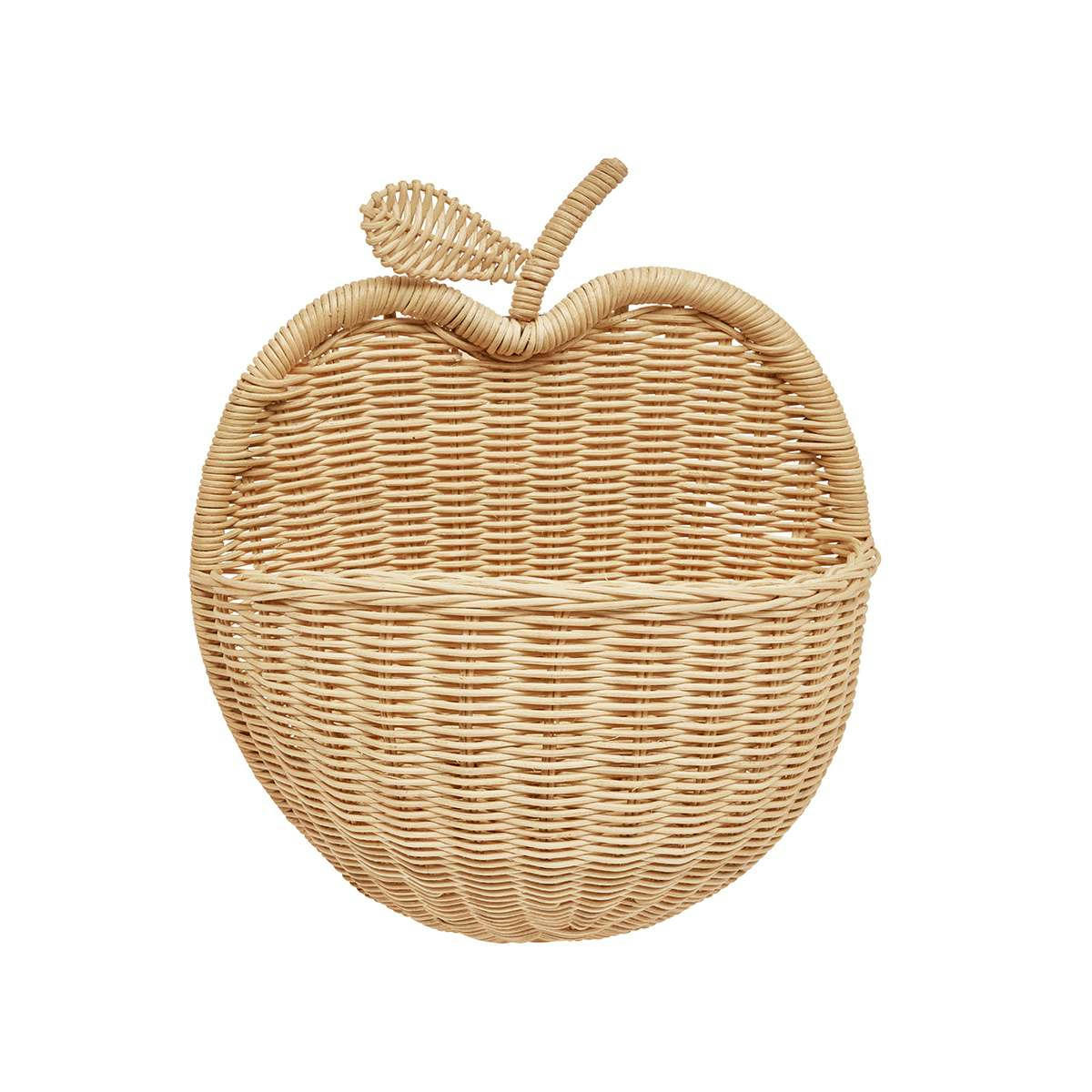 APPLE - Panier mural marron en rotin H35x31x15,5cm