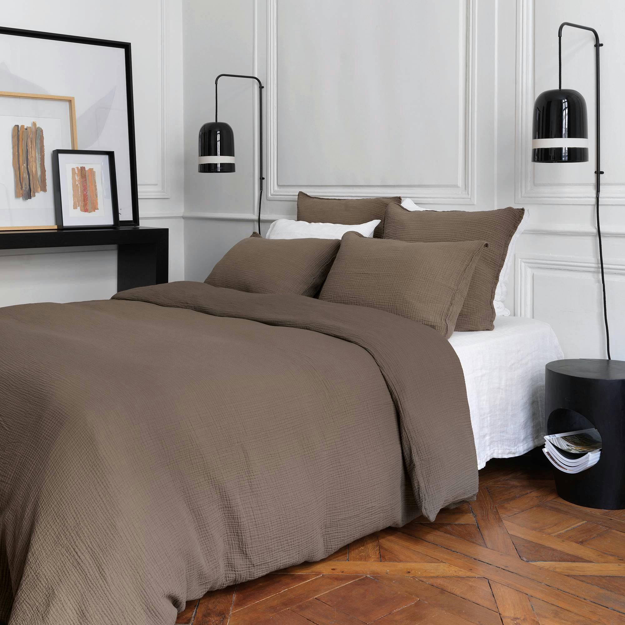 GAZE DE COTON - Housse de couette gaze de coton terre brûlée 240X220 CM