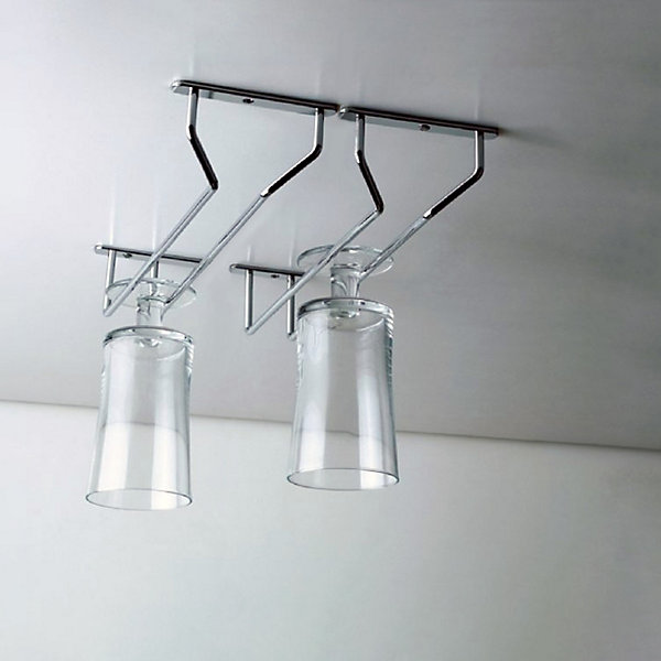 Emuca Porte-verres pour meubles Supra 1 rangée, longueur 340mm, Acier, Chromé