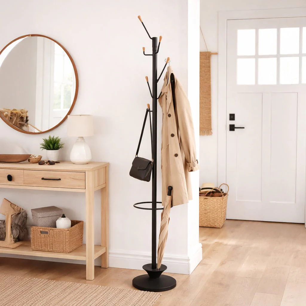 Cabide de Pé com Suporte Preto 185x30 PARNASO