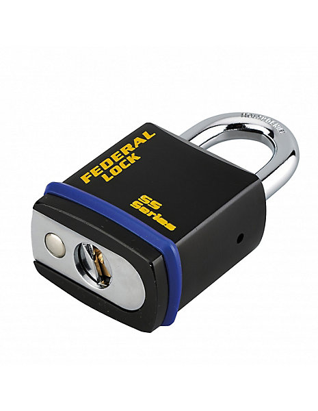 Cadenas à clé Fédéral Lock 710, acier, chantier, anse molybdène, 46mm, 2 clés, noir - THIRARD