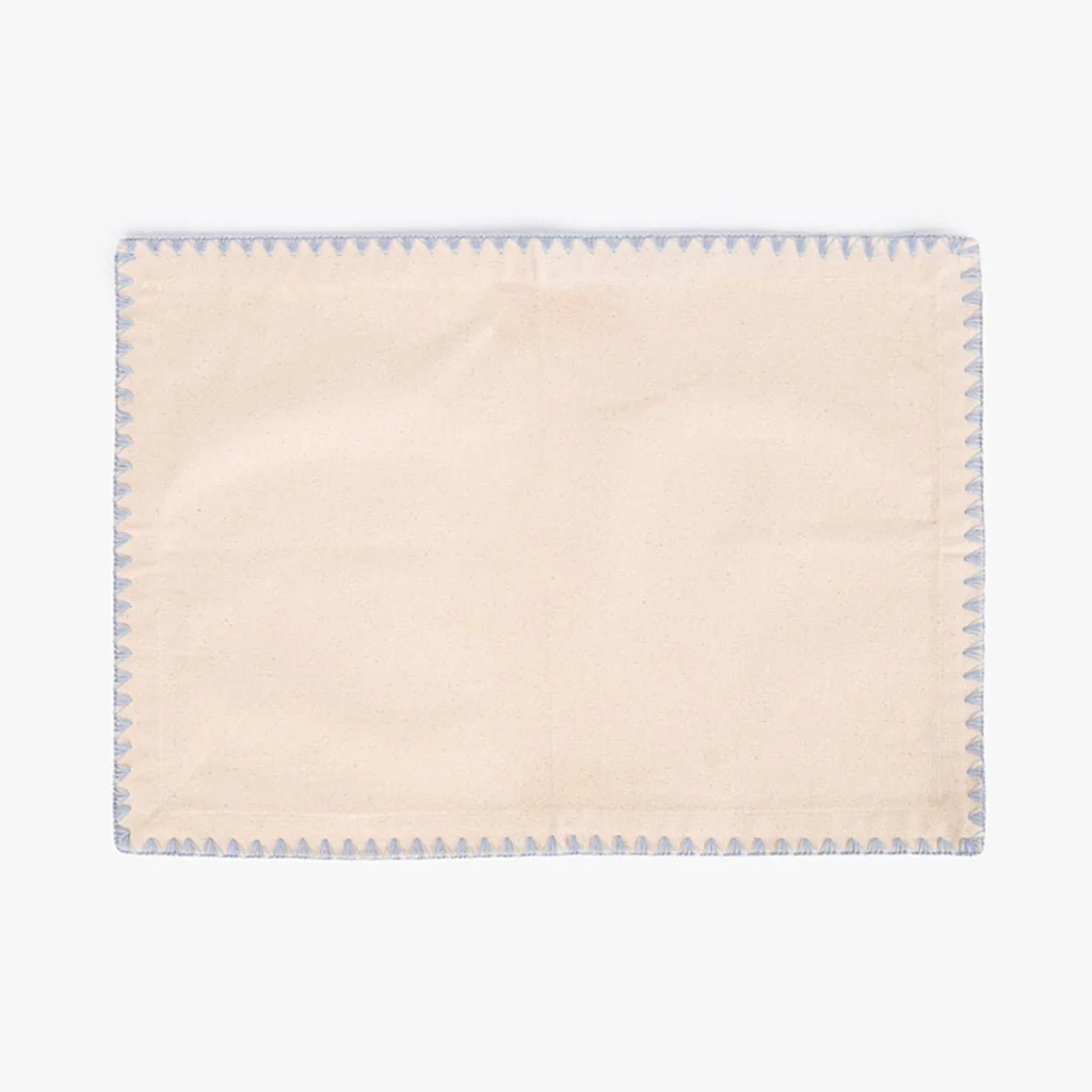 Individual de Algodão Bege com Bordado Azul PORTOBELLO