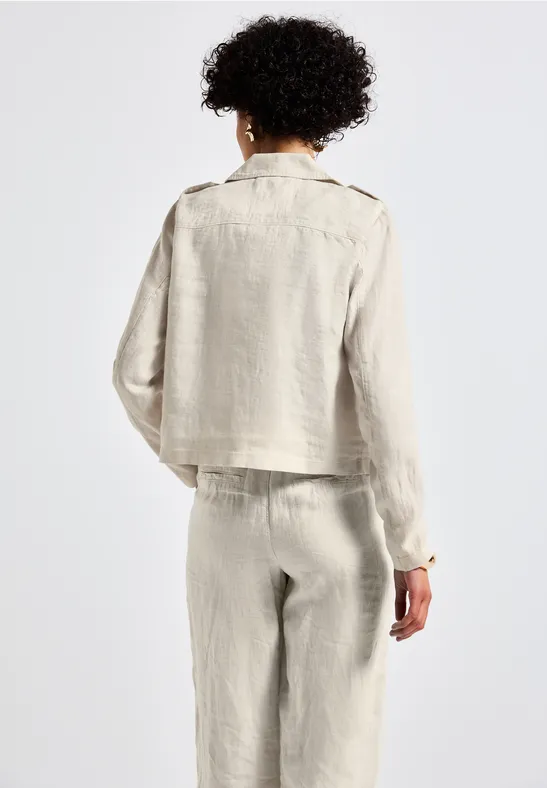 Kurzer Trenchcoat aus Leinen