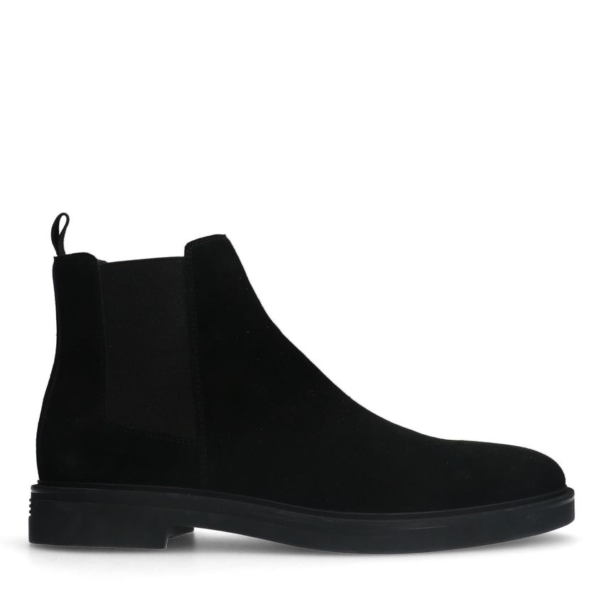 Manfield Zwarte suède chelsea boots
