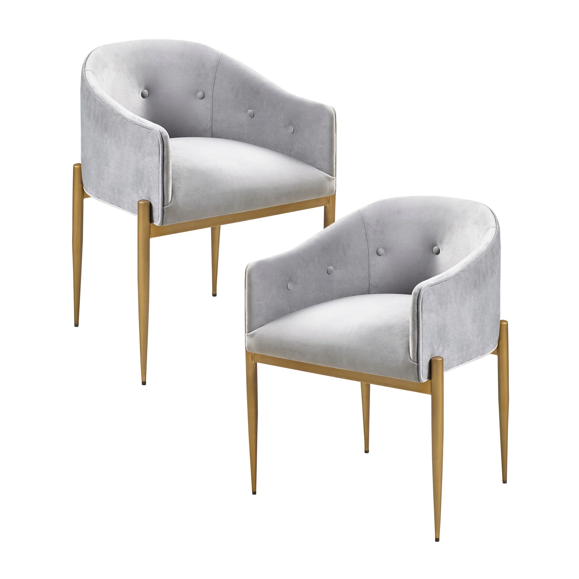 Madison Park Joey Grey Tufted Low Back Upholstered Arm Dining Chair Set of 2