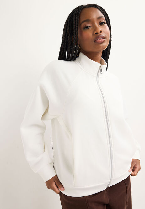 Womens Cream Bomber Sweatshirt