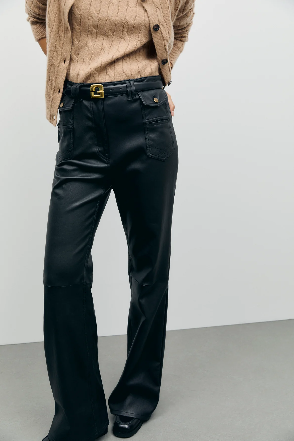Pantalon flare en cuir - CYNTHIA