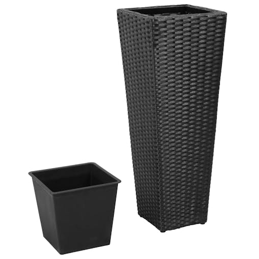 NNEVL 3 Rattan Flower Raised Beds Black