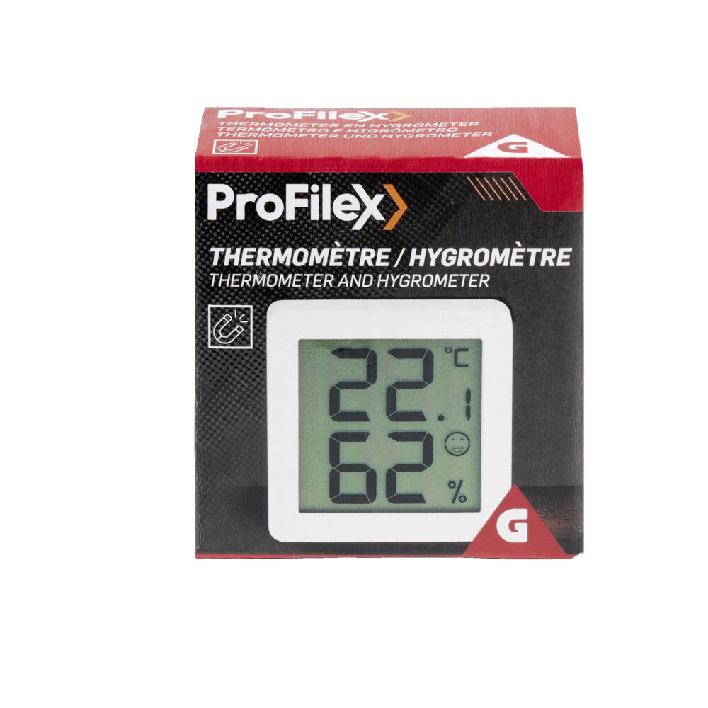 Thermomètre hygromètre digital et magnétique blanc