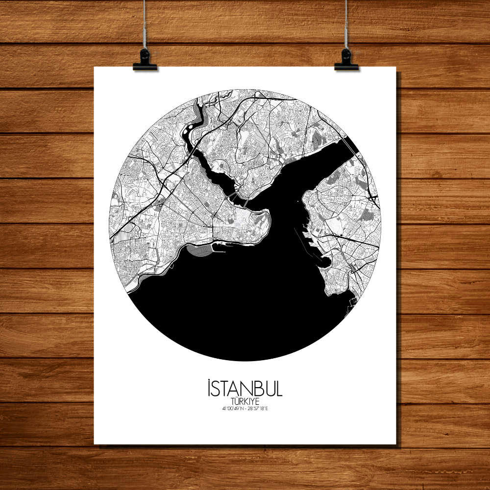 - Affiche Istanbul Carte ronde 40x50
