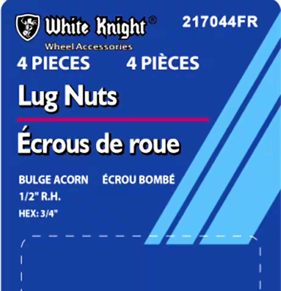 White Knight 217044FR Bulge Acorn Lug Nuts, Chrome, 4-pk