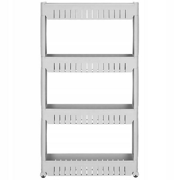 Etagère 4 étages à roulettes SPRINGOS - Meuble de rangement de cuisine et salle de bains - Gris