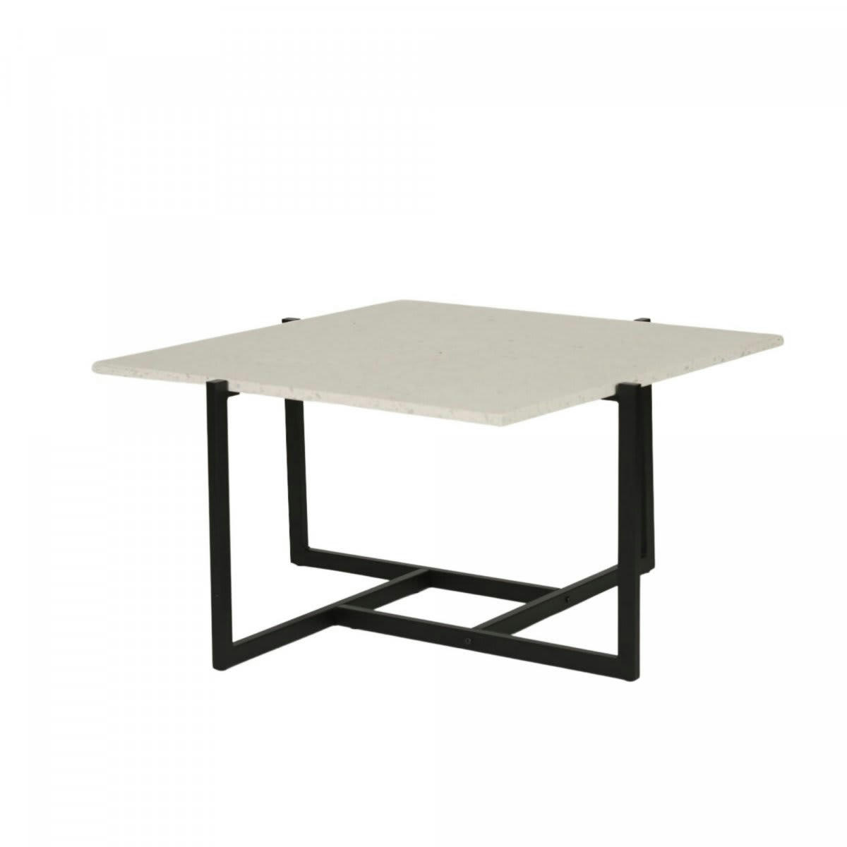 PAXIA - Table basse plateau terrazzo blanc et métal noir