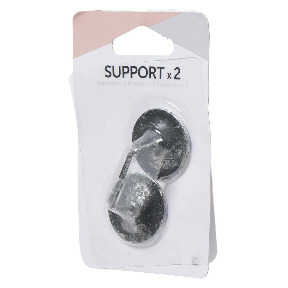 Support de tringle adhésif rond métal noir argenté x2