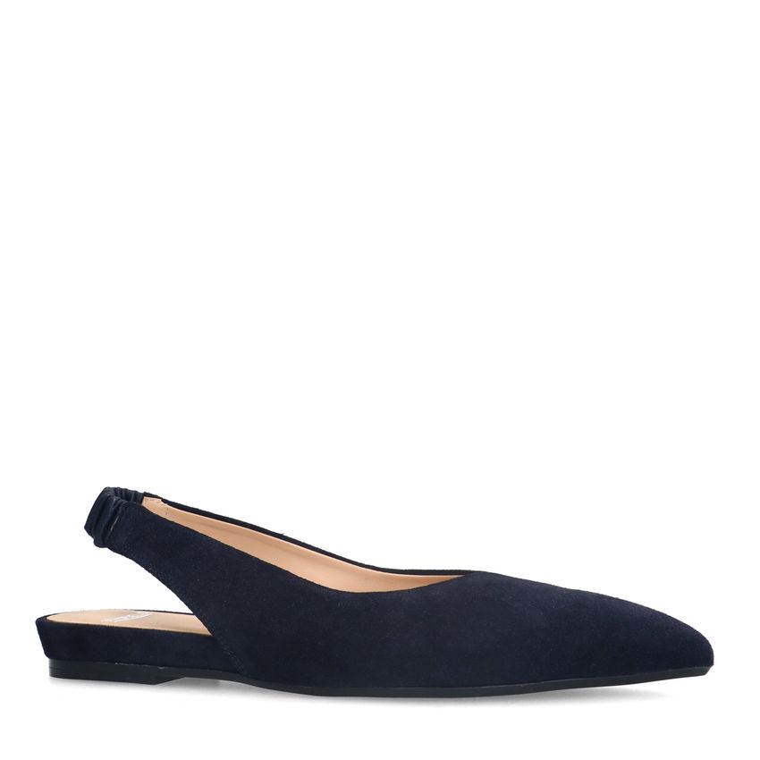 Manfield Donkerblauwe suède slingbacks