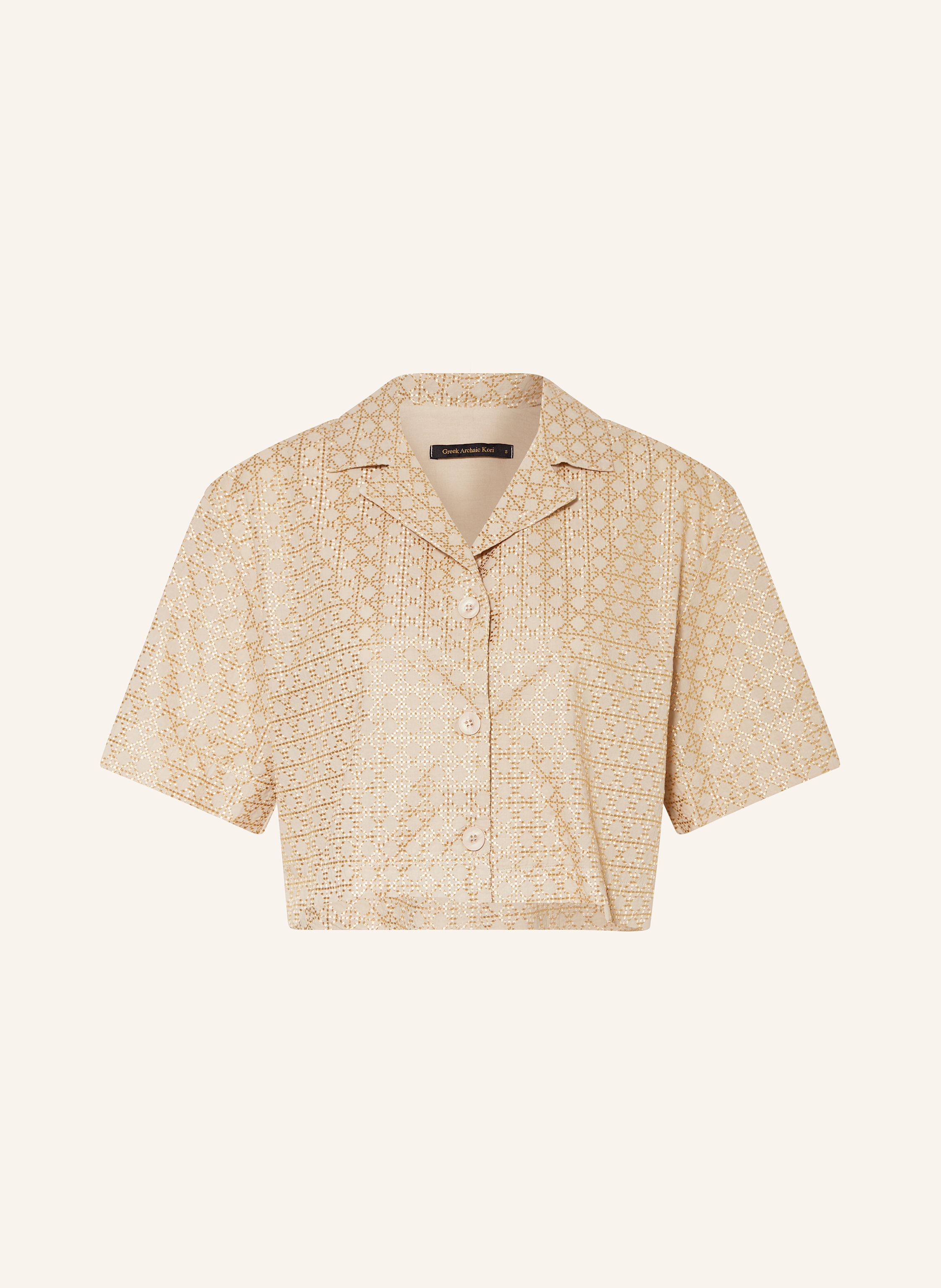 Greek Archaic Kori Cropped-Bluse CROSS mit Glitzergarn