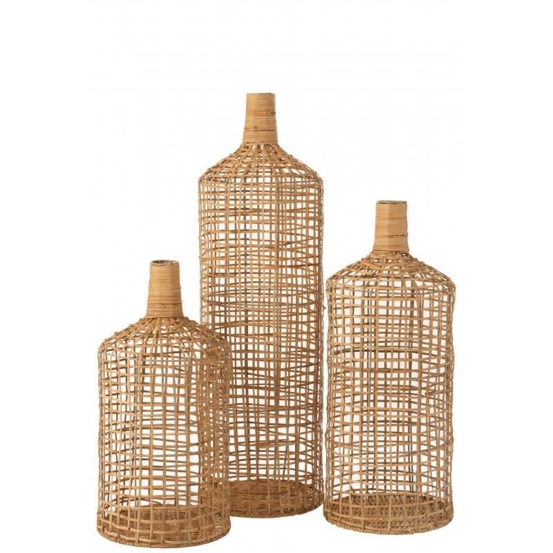 - Set de 3 vases décoratifs bambou naturel