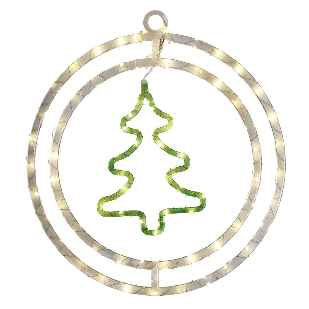 Couronne de No&euml;l lumineuse 74LED sapin ou renne Ø36cm (2 modèles)