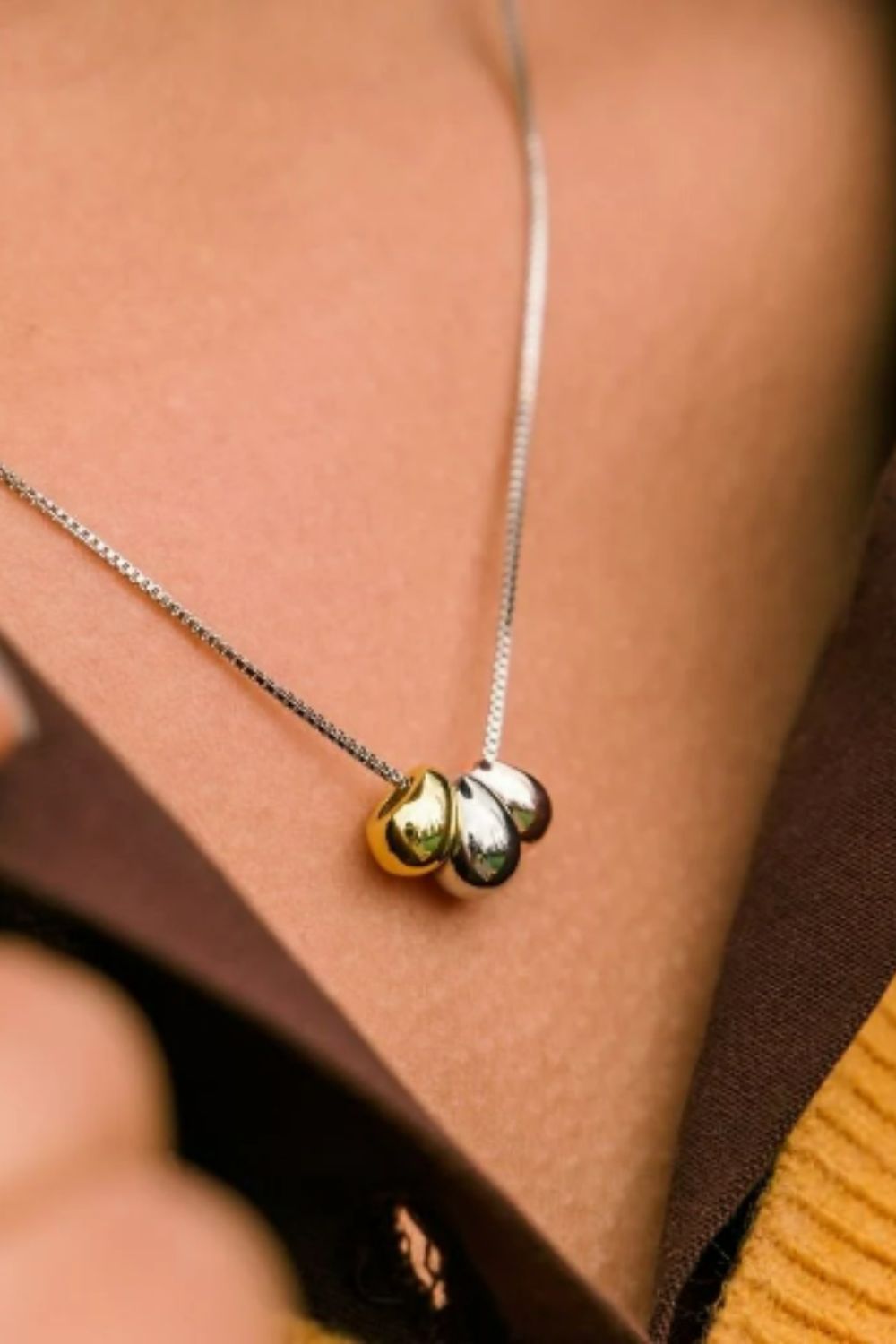 The Colourful Aura Sterling Silver Three Colour Eagle Egg Small Teardrop Pendant Necklace