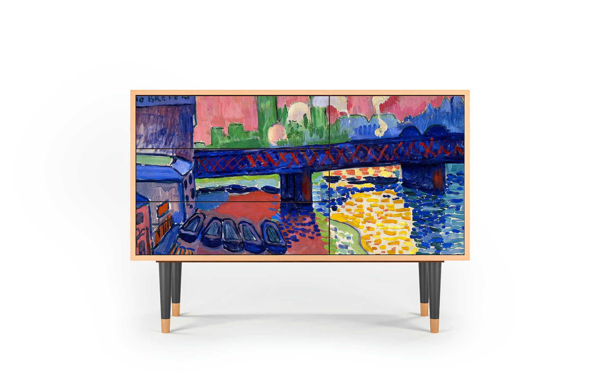 CHARING CROSS BRIDGE BY ANDRE DEAIN - Buffet  multicolore 3 tiroirs et 1 porte L 115 cm