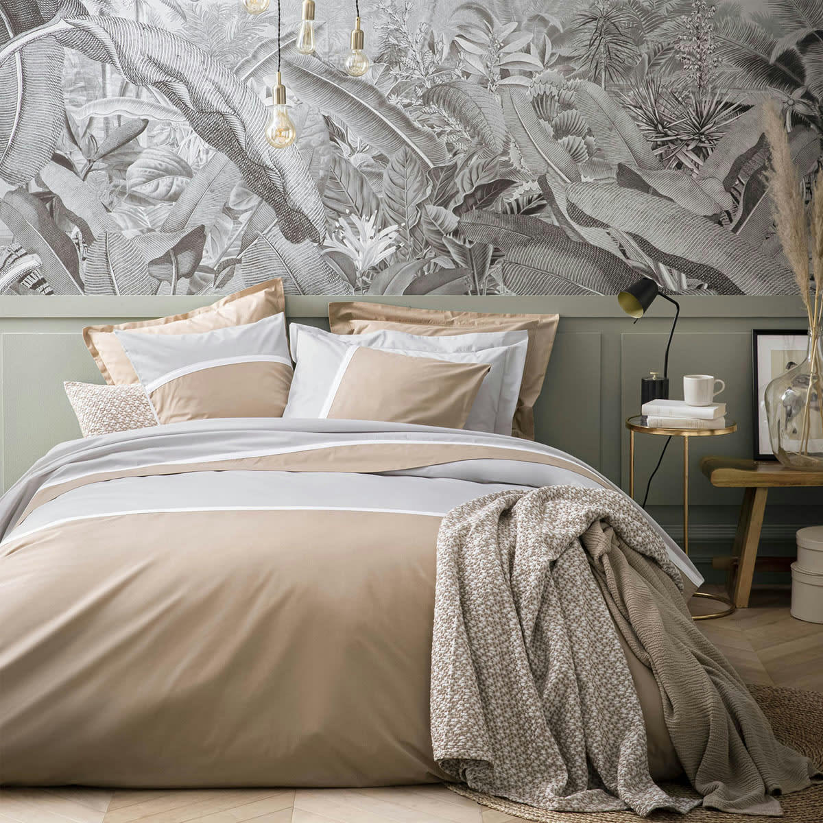 TOI ET MOI CLAIR D'AURORE - Housse de couette en percale de coton beige 260x240