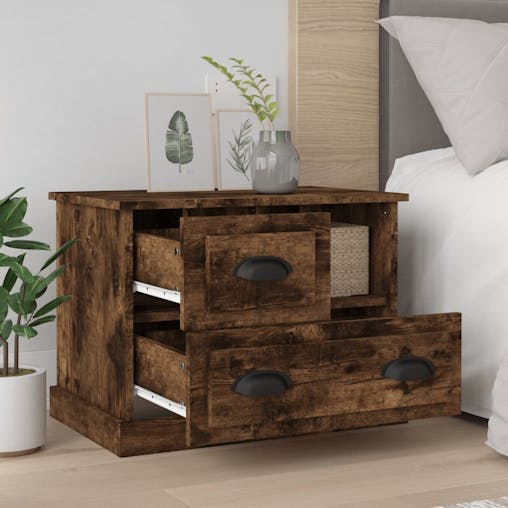 NNEVL Bedside Cabinet Smoked Oak 60x39x45 cm