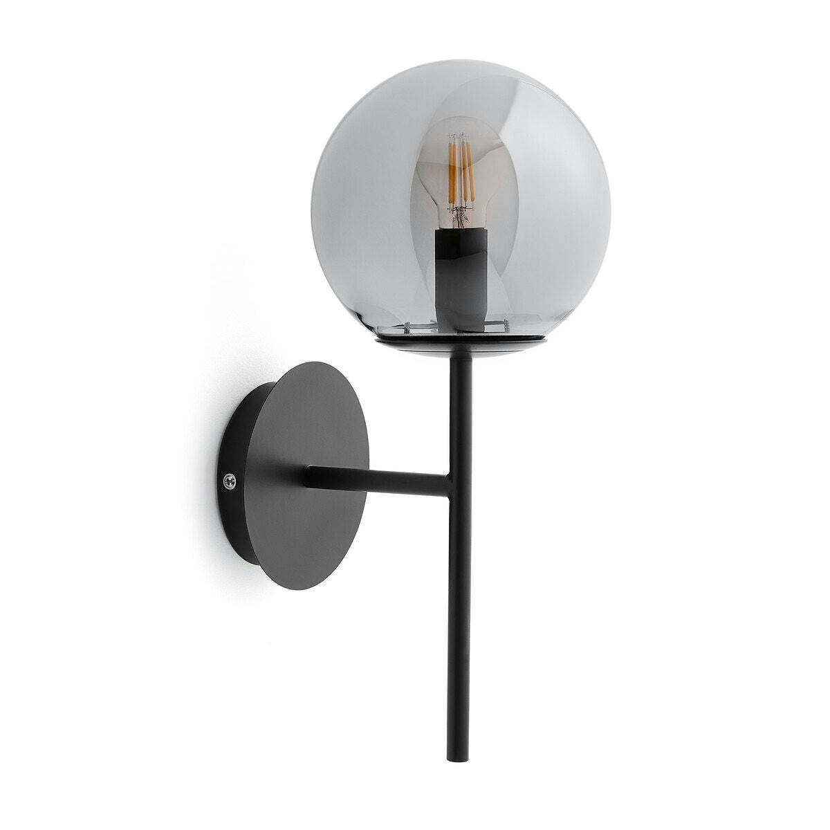 Applique métal acier et verre fumé, Atea
