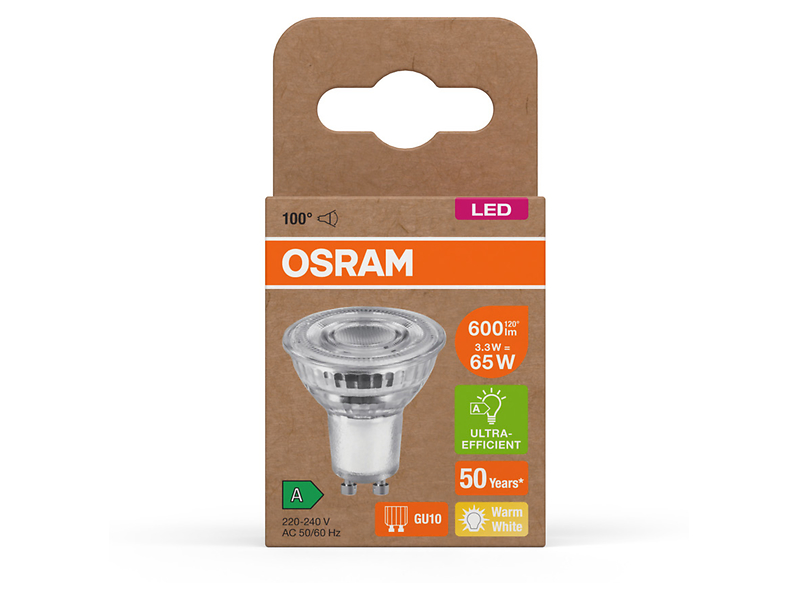 Żarówka LED GU10 3,3W z ciepłą barwą światła