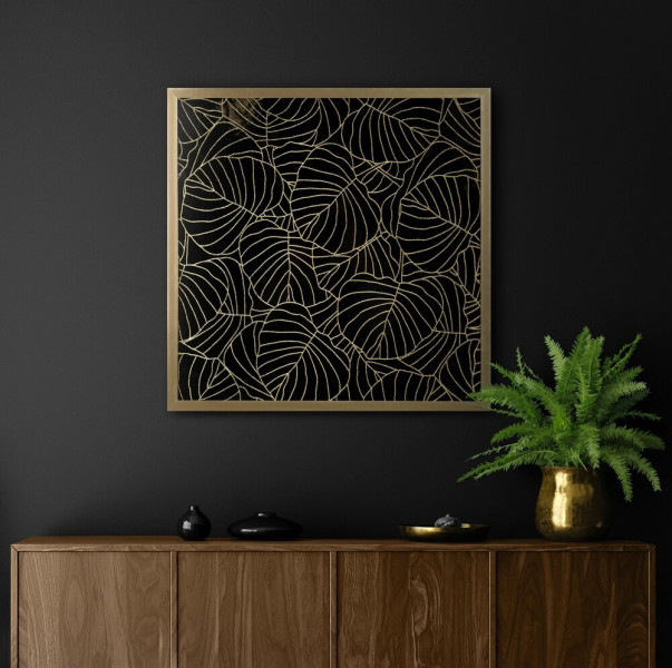 Obraz Glamour LILI2 53x53 cm - Złote Liście