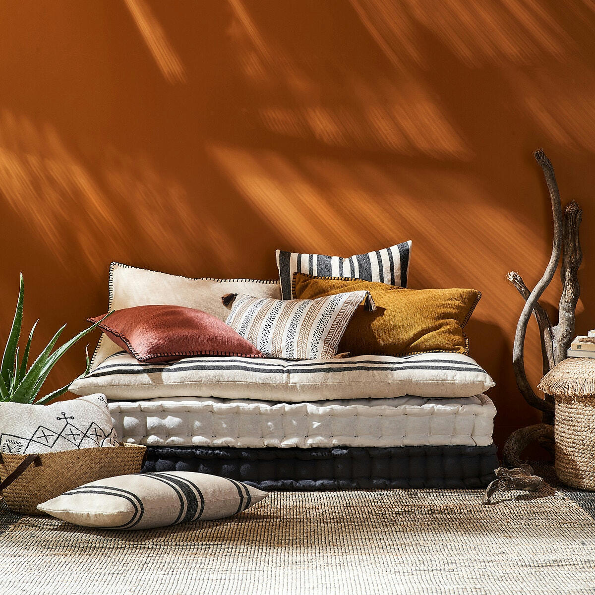 Housse de coussin rayée, Minille