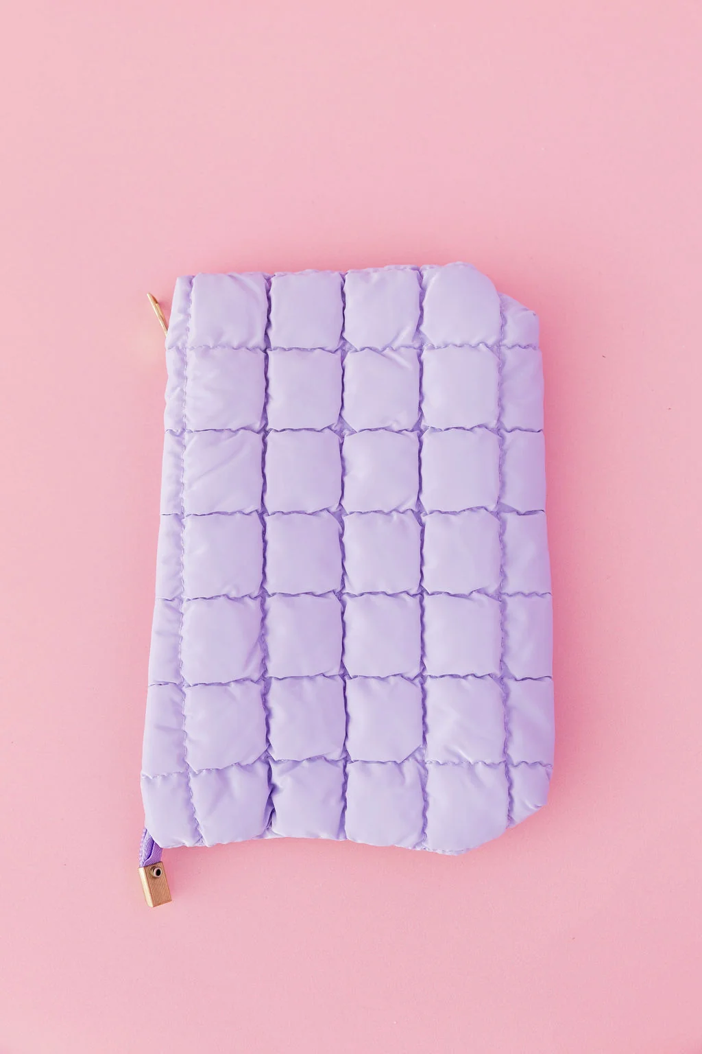 Quilted Cosmetics Bag in Pastel Lilac