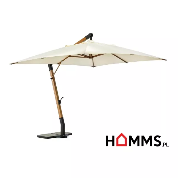 Bolzano Carelia prostokątny drewniany parasol ogrodowy 400x300 kremowy