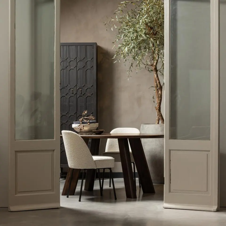 WOOOD Roundly Eetkamertafel - Mangohout - Walnoot - 76x160x110