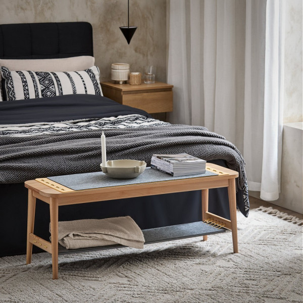 SoBuy Ławka na buty z 2 szufladami 110x37x44.5cm Nowoczesny HFSR01-N