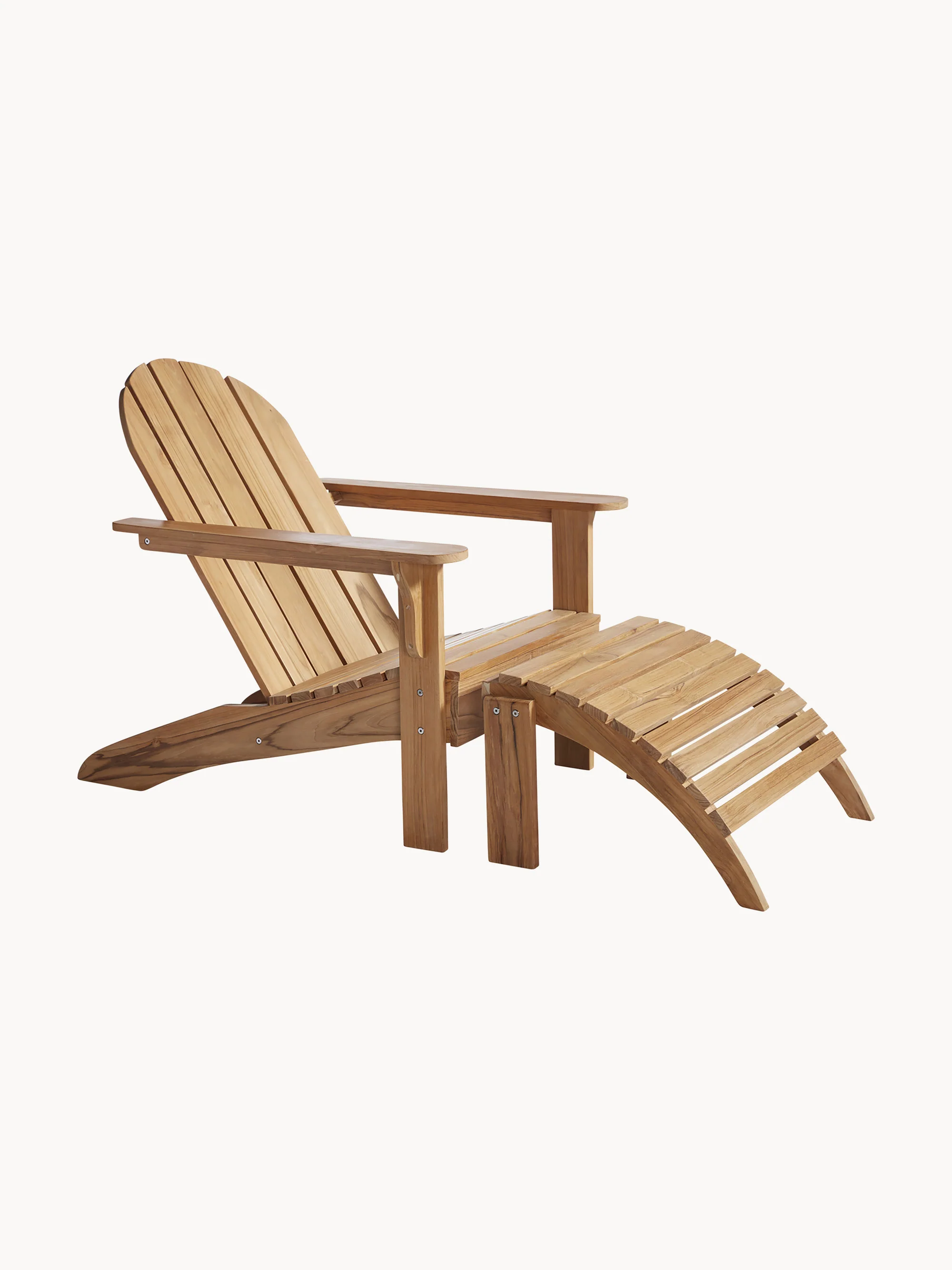 Handgefertigter Garten-Liegestuhl Adirondack mit Hocker, 2er-Set