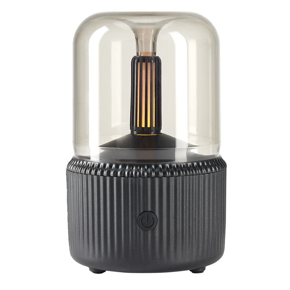 Diffuseur d'huile essentiel ampoule cuivre socle noir Ø10xH15cm