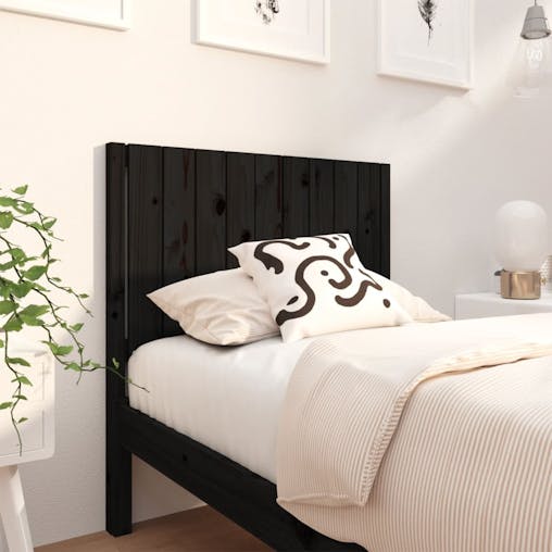 NNEVL Bed Headboard Black 95.5x4x100 cm Solid Wood Pine