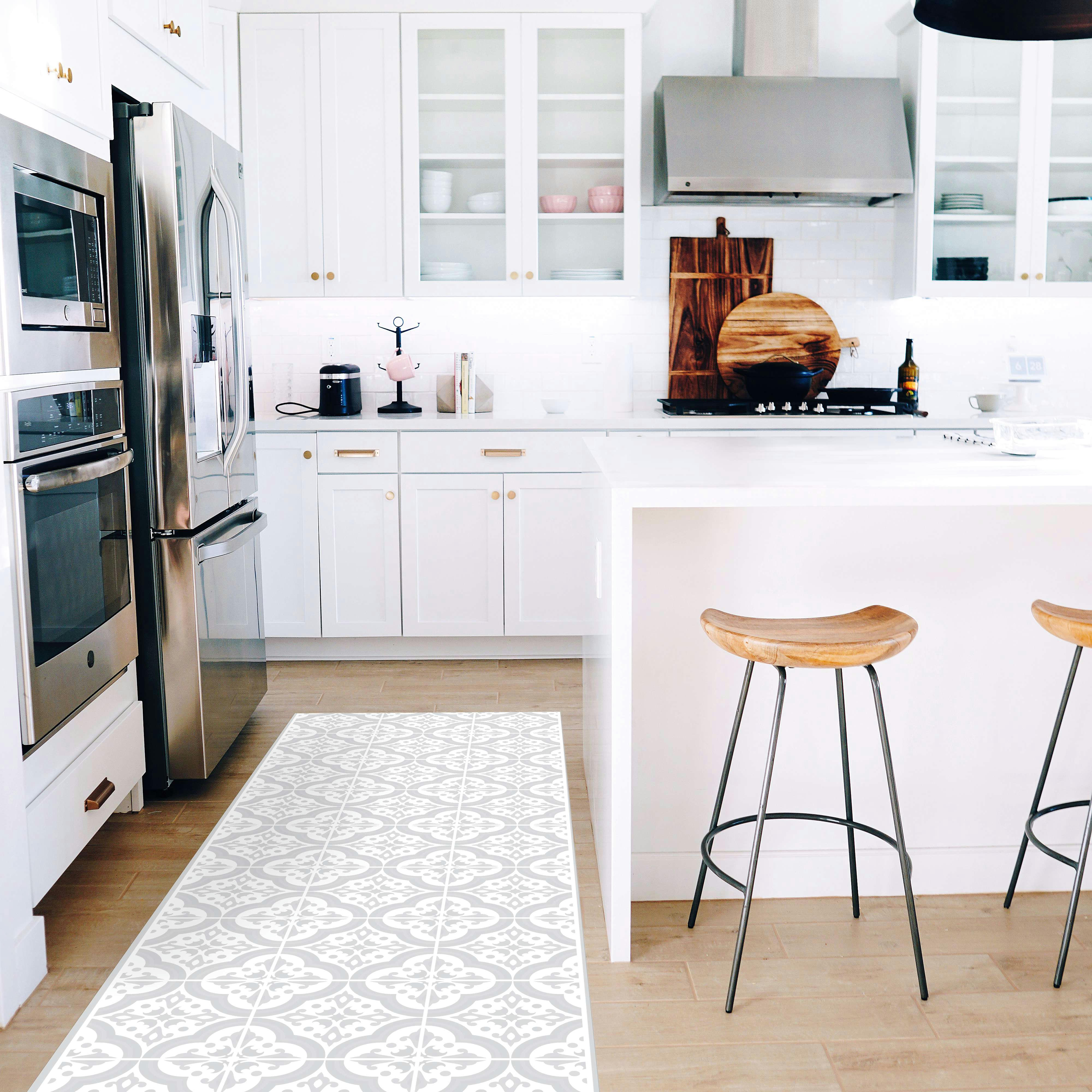 LISBONA - Tapis en vinyl cuisine gris lisbonne 48x198 cm