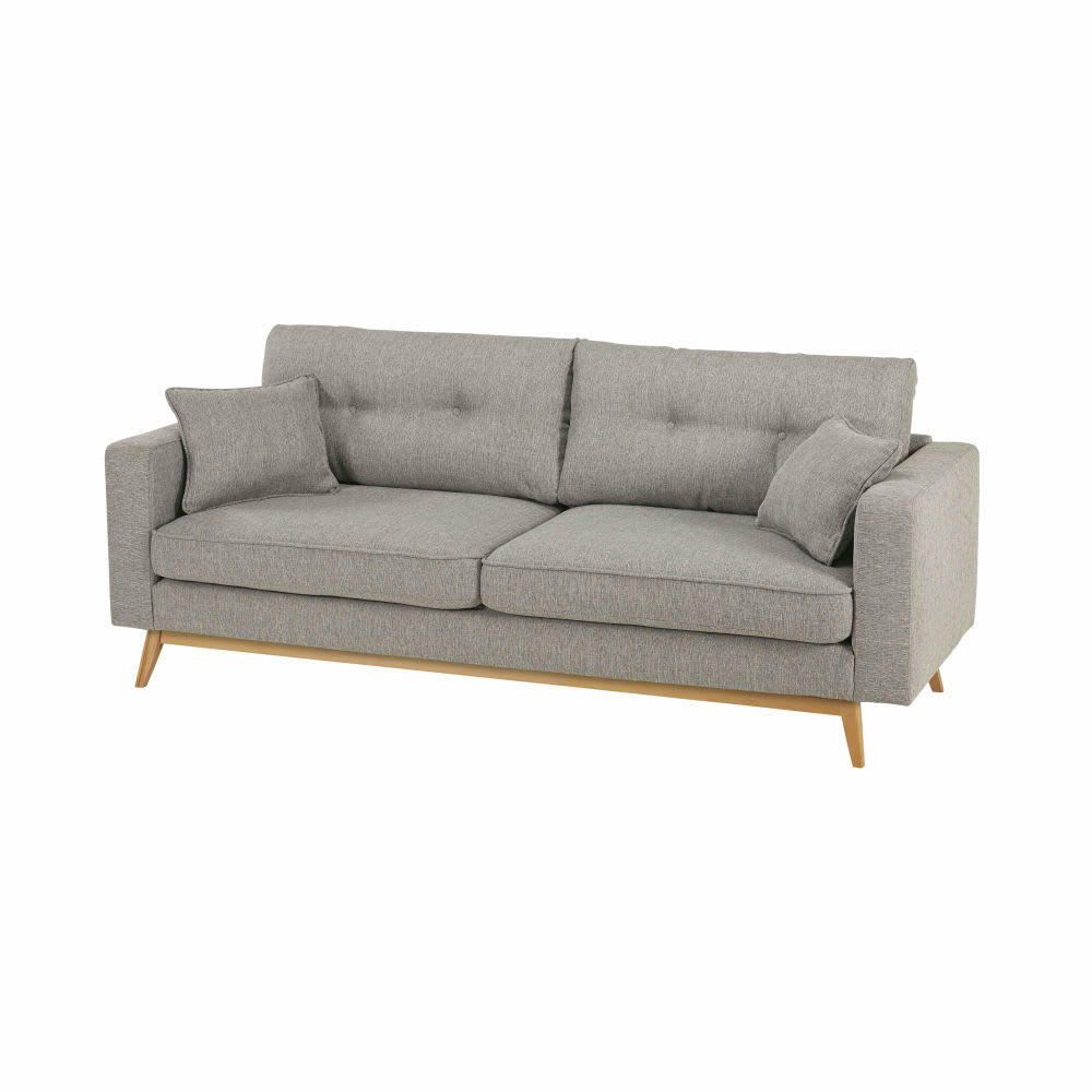 Brooke - Canapé style scandinave 3 places gris clair