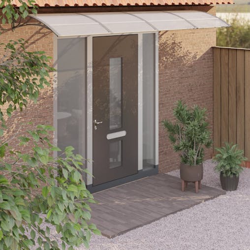 NNEVL Door Canopy Grey and Transparent 400x80 cm Polycarbonate
