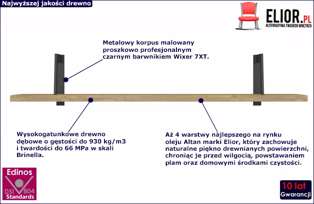 Dębowa półka wisząca - Velo
