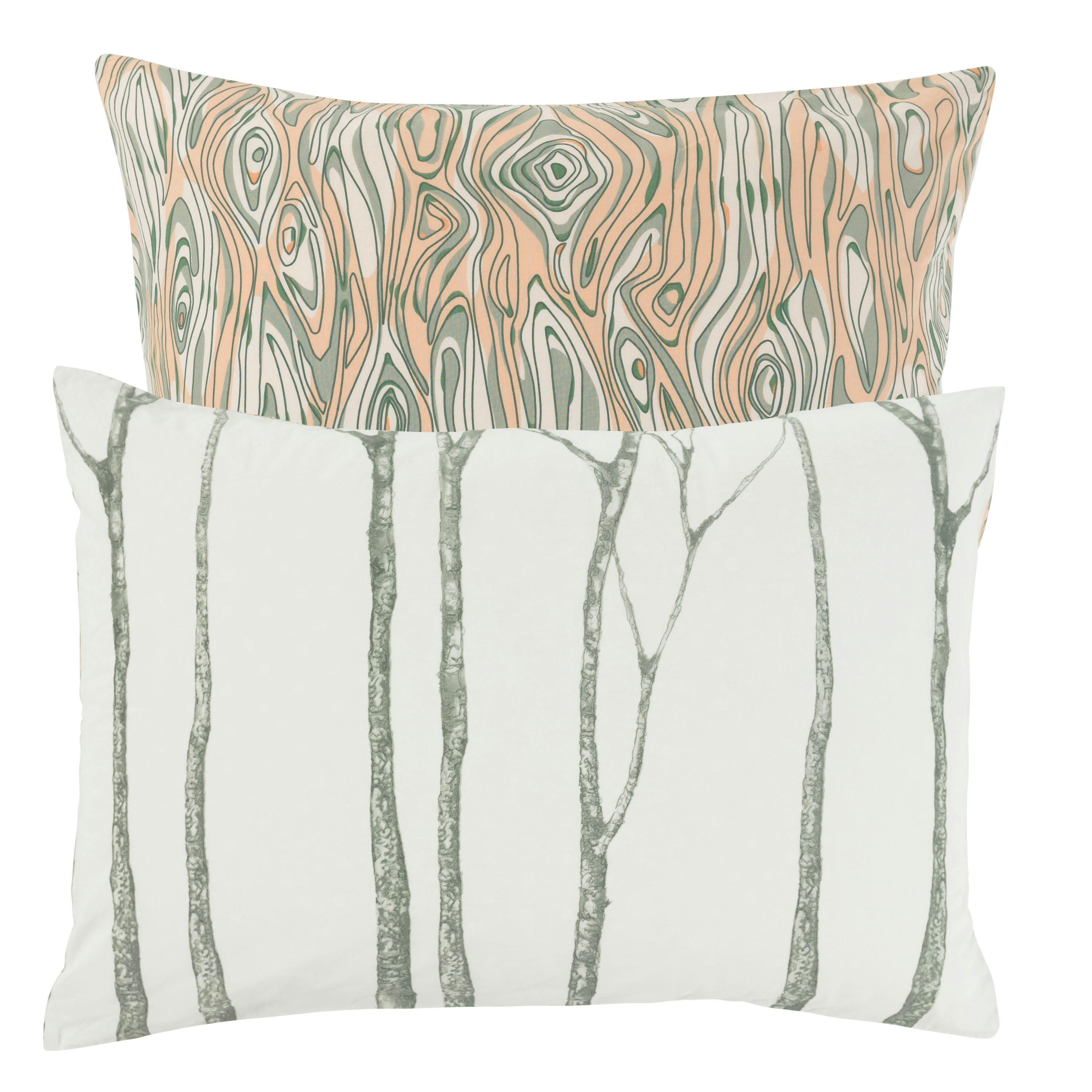 MONARBRE - Taie d'oreiller carrée réversible coton bio  vert 64x64