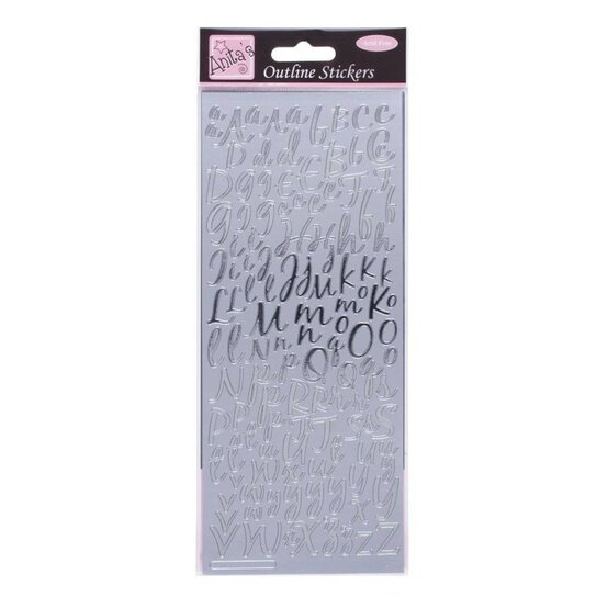 Anita's Silver Modern Alphabet Outline Stickers