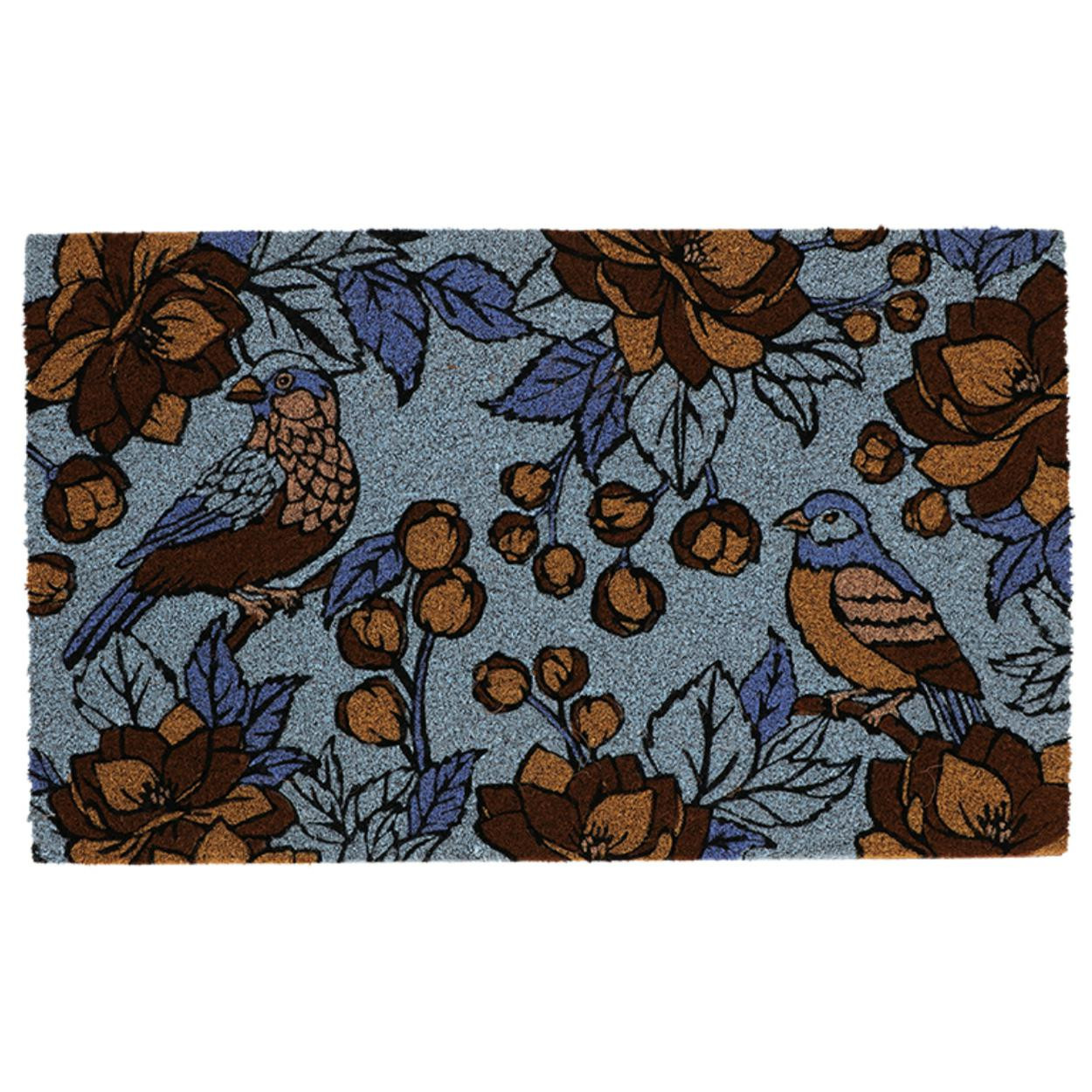 Wycieraczka z włókna kokosowego kolorowa 75x45 cm kwiaty i ptaki