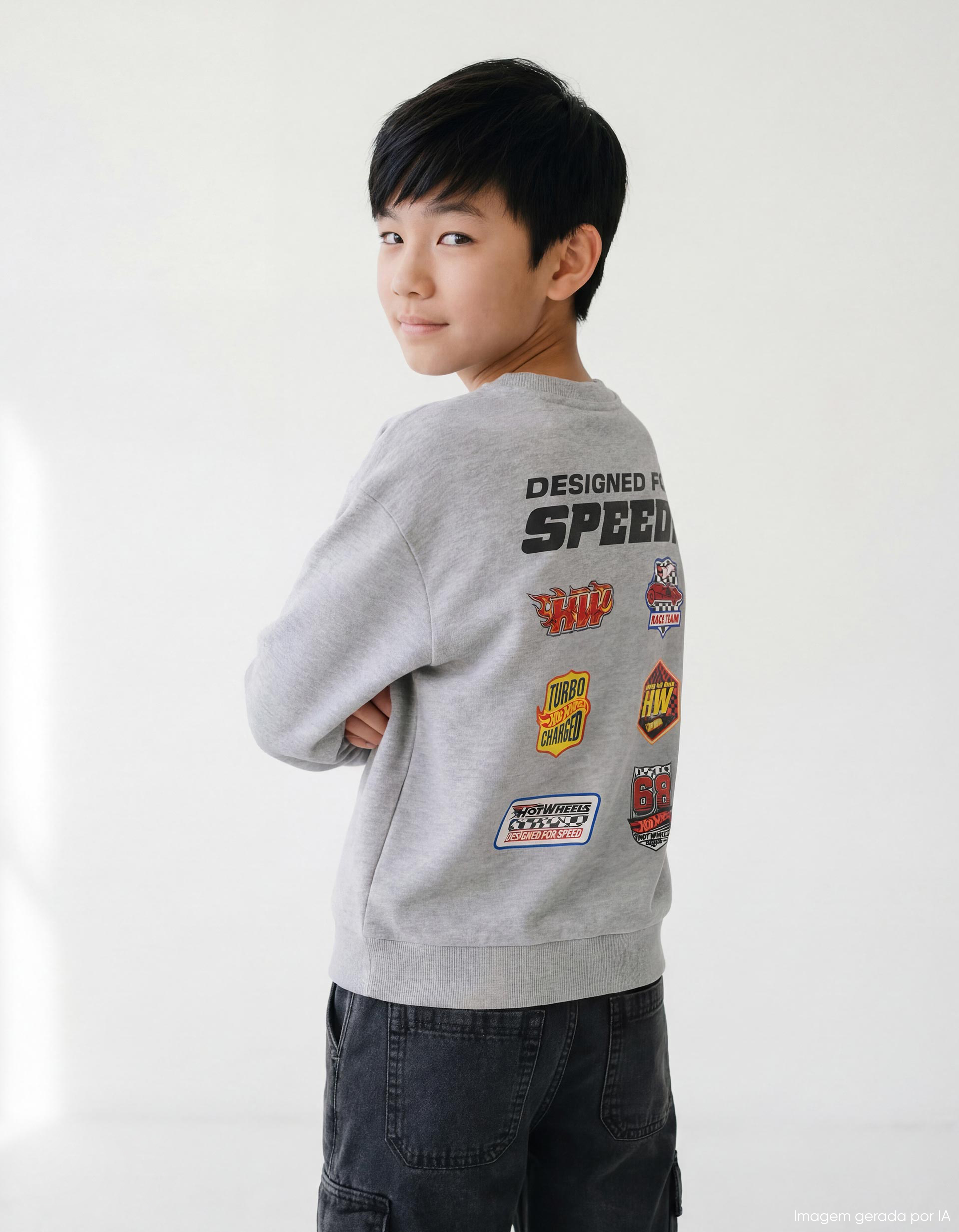 Sweatshirt de Felpa 'Hot Wheels', Menino, Cinzento Claro