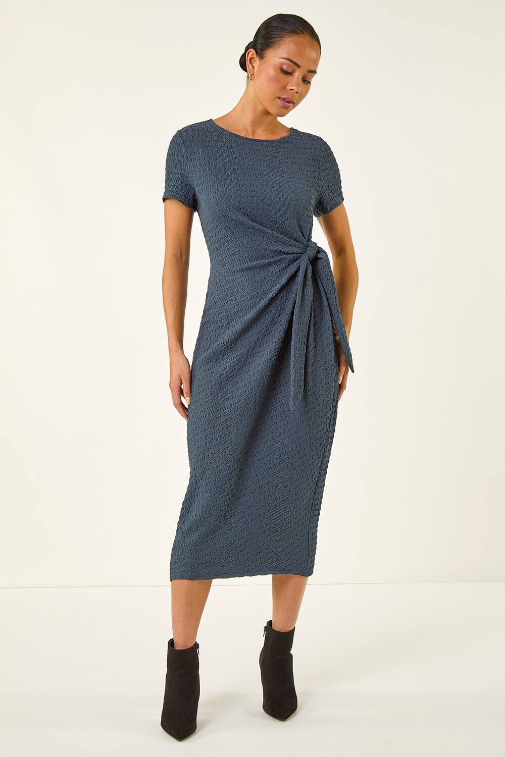 Roman Petite Textured Tie Side Dress